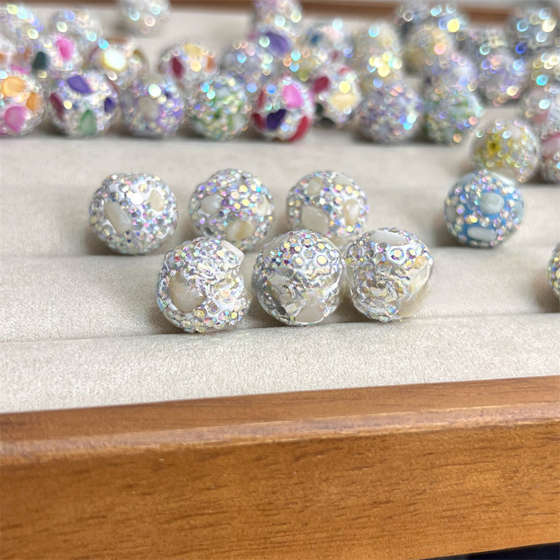 Wholesale Colored Natural Shell Ceramic Mud Diamond Ball Full Diamond 16mm Ball